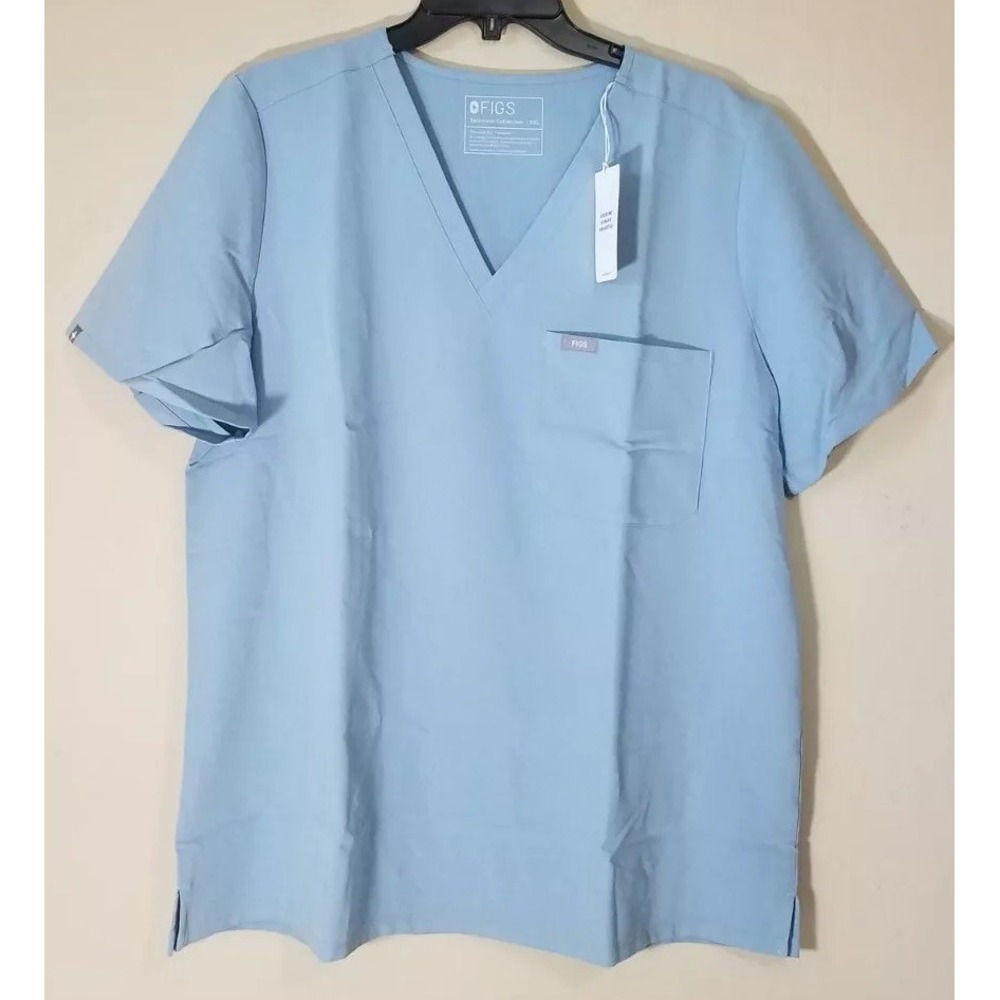FIGS Catarina One Pocket Scrub Top Women Size 2XL Blue DBU NEW